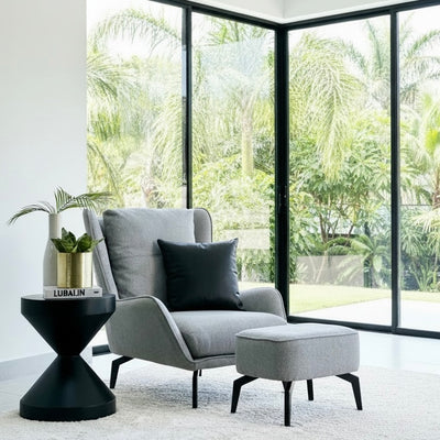 Loft Gray Accent Chair With Ottoman