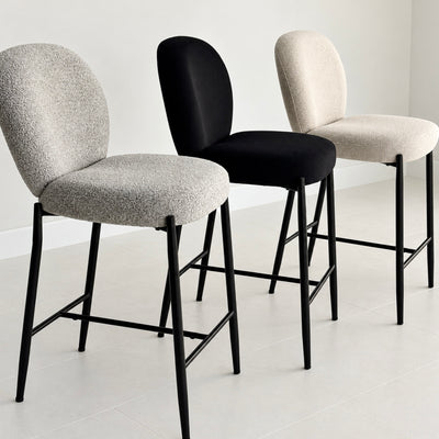 Thira Counter Stool Metal Black Legs Ivory