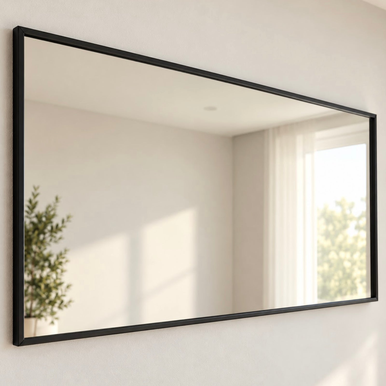 Rectangle Black Metal Frame Mirror