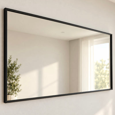 Rectangle Black Metal Frame Mirror