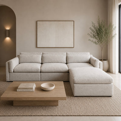 Serene feather Reversible Chaise Ivory Sectional