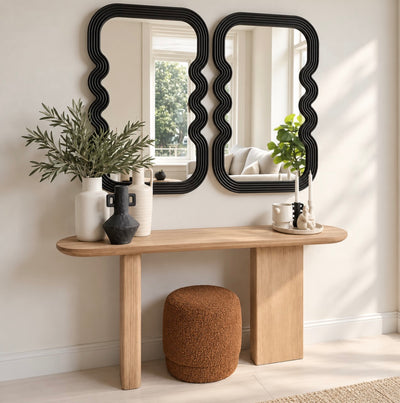 Wavy Wooden Black Wall Mirror