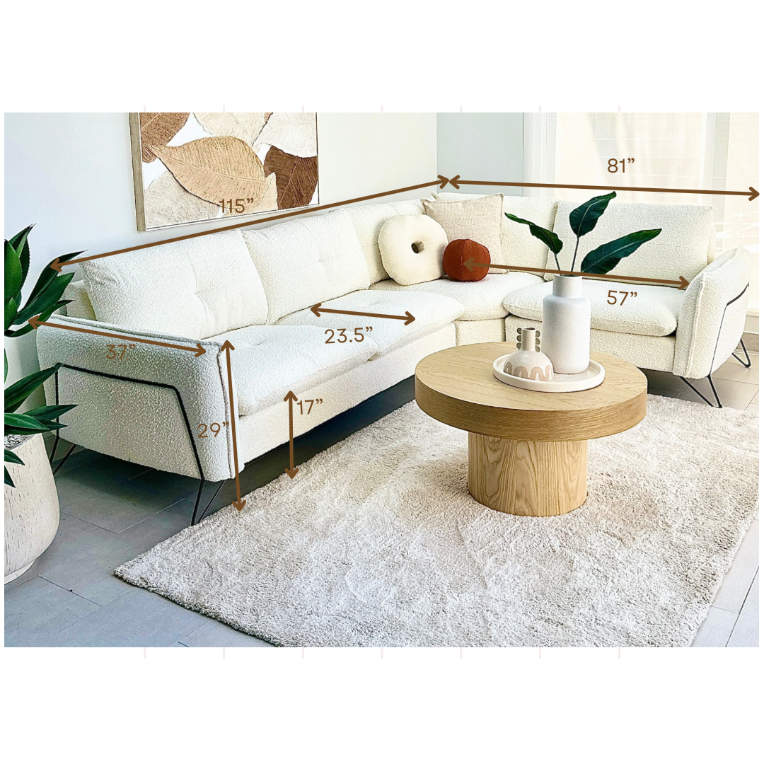 Cami White Corner Sofa Right Side