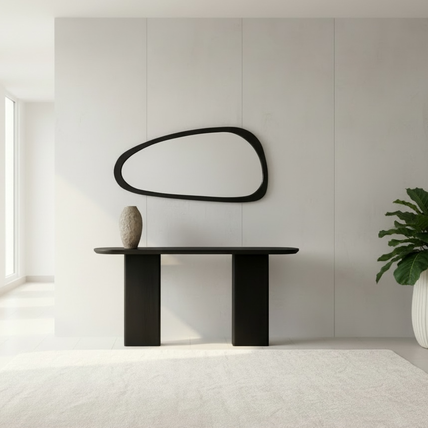 Irregular Wooden Black Mirror