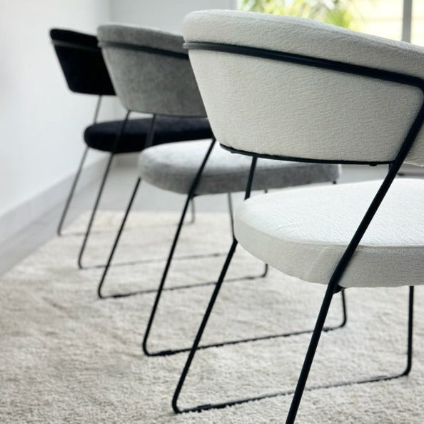 Wire Frame Upholstered Black Dining Chair