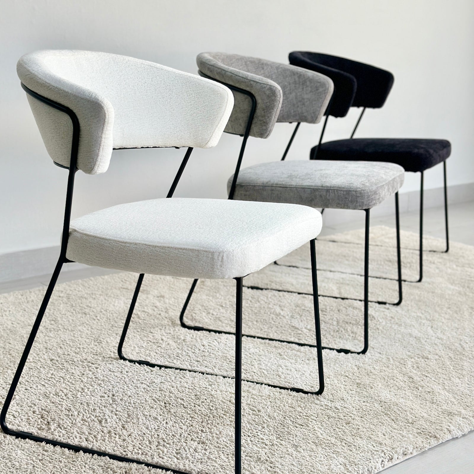 Wire Frame Upholstered Black Dining Chair