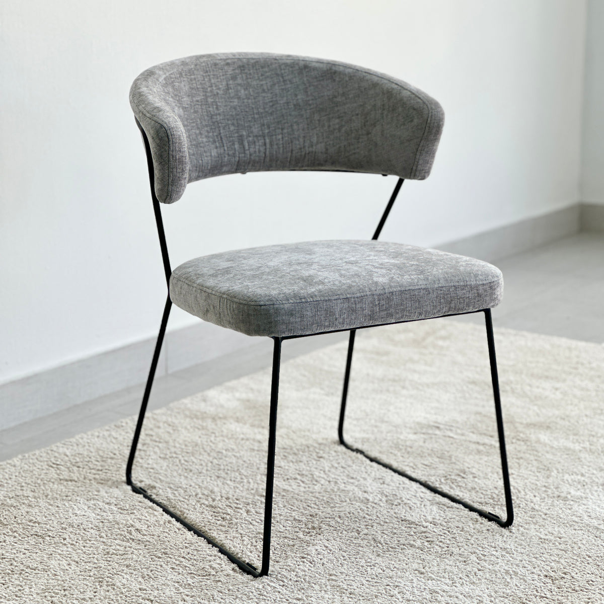 Wire Frame Upholstered Gray Dining Chair