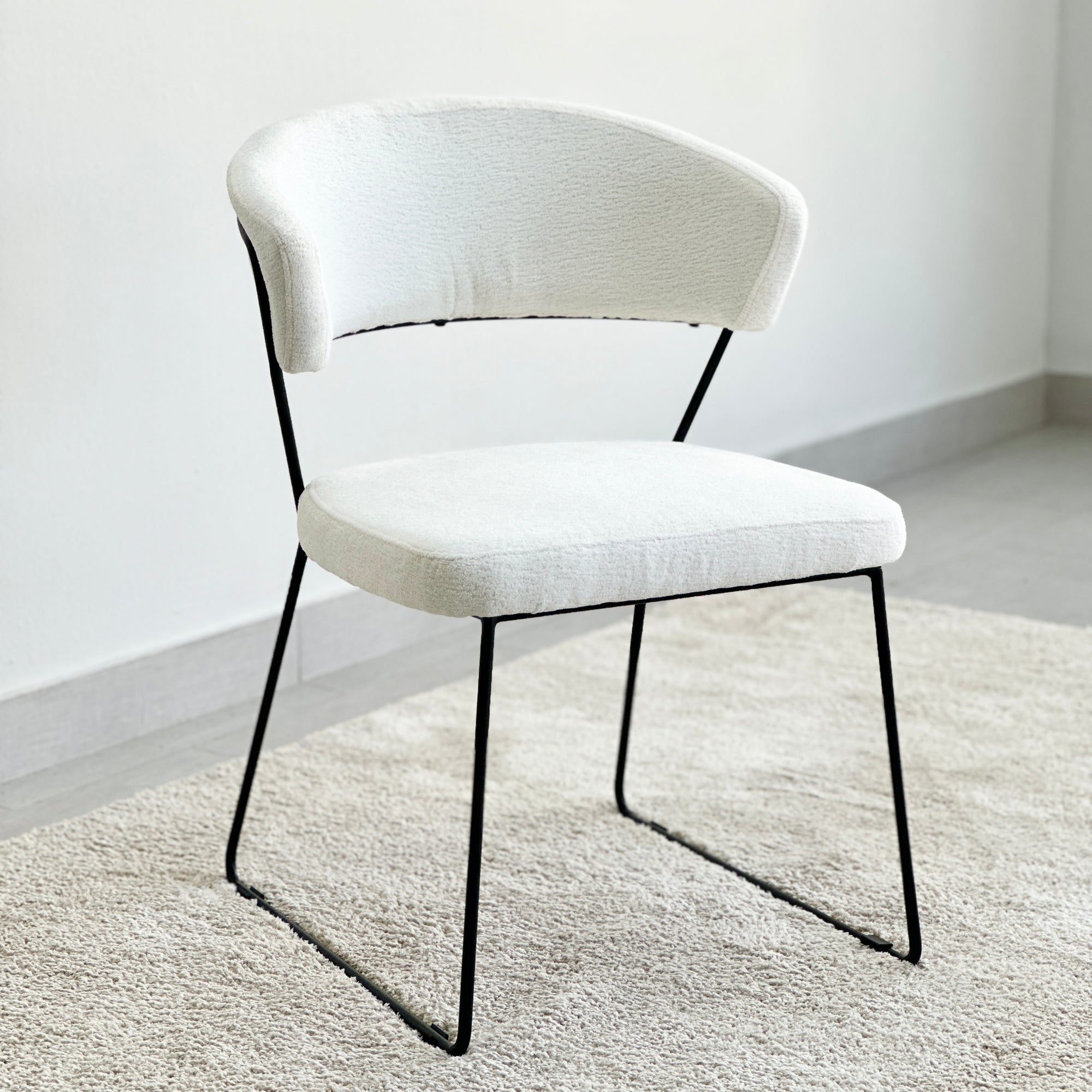 Wire Frame Upholstered White Dining Chair