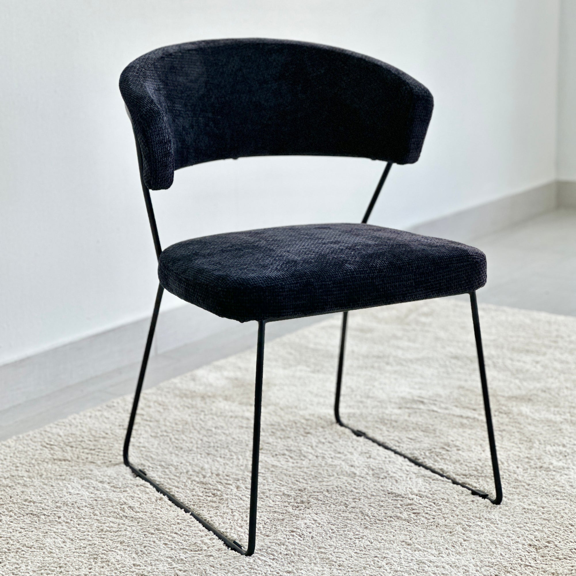 Wire Frame Upholstered Black Dining Chair