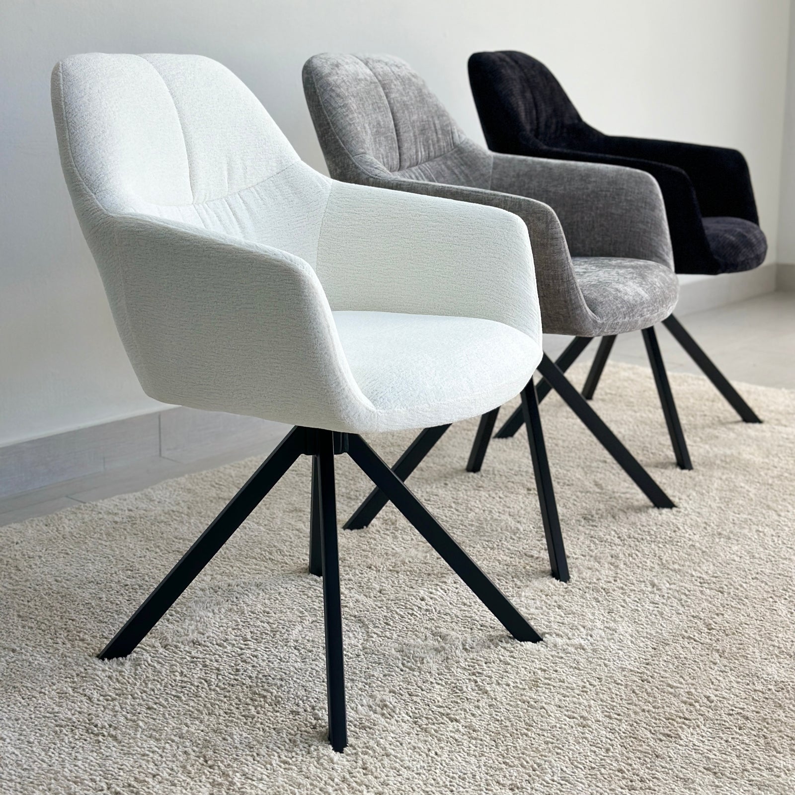 Upholstered Black Quatropi Dinning Arm Chair