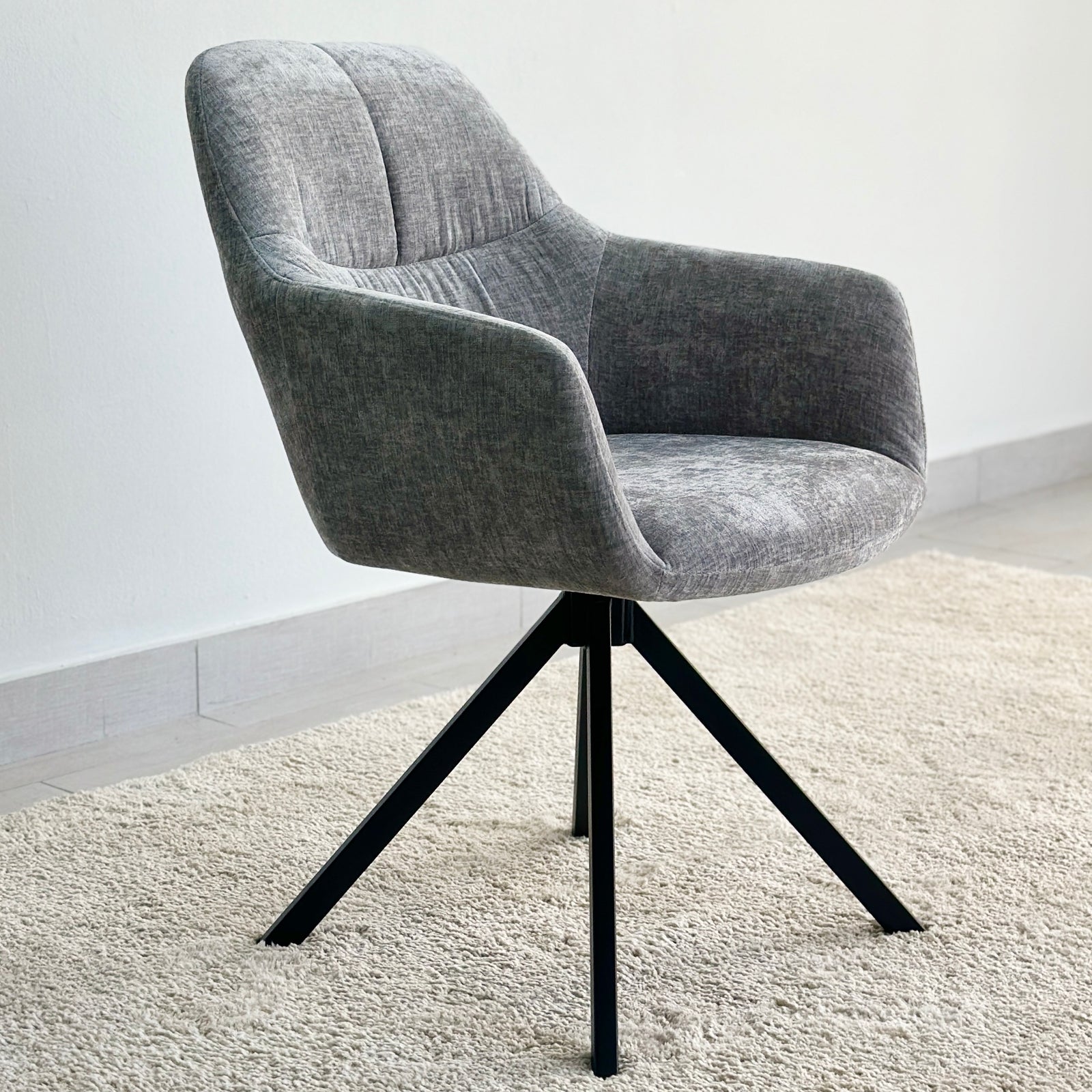 Upholstered Gray Quatropi Dinning Arm Chair