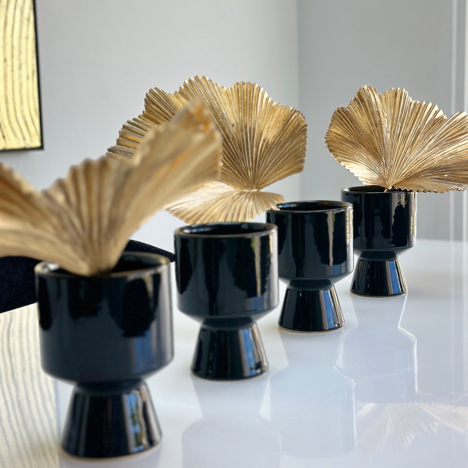 Single Metallic Gold Sabal Leaf