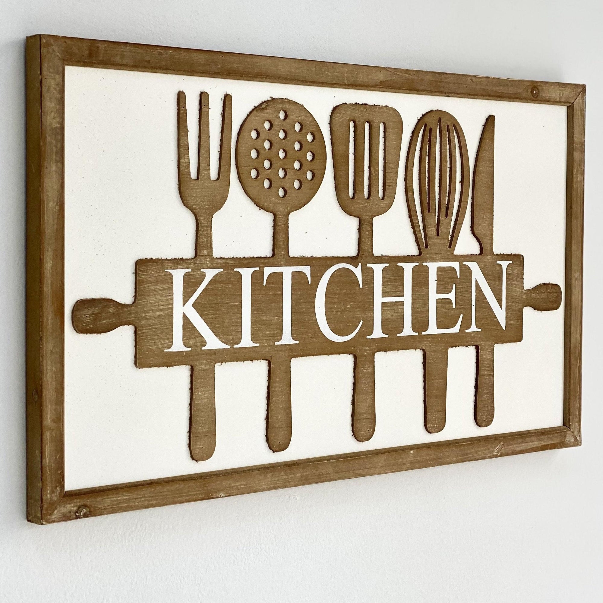 "Kitchen Utensils" Wood Rectangle Wall Art