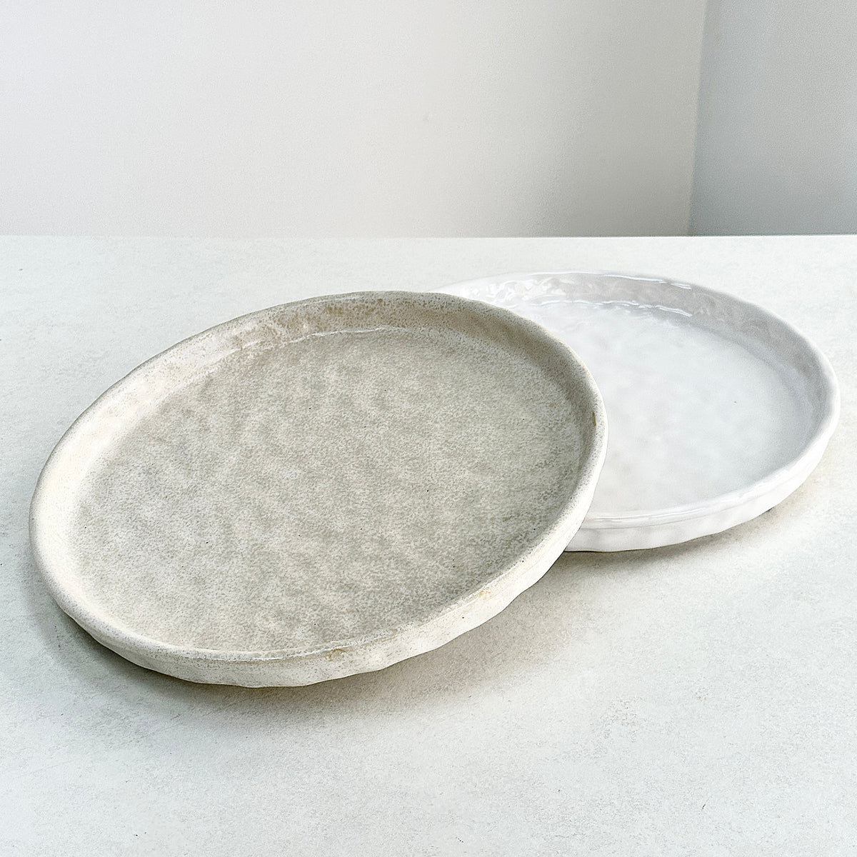 Textured Ceramic Ivory Plate