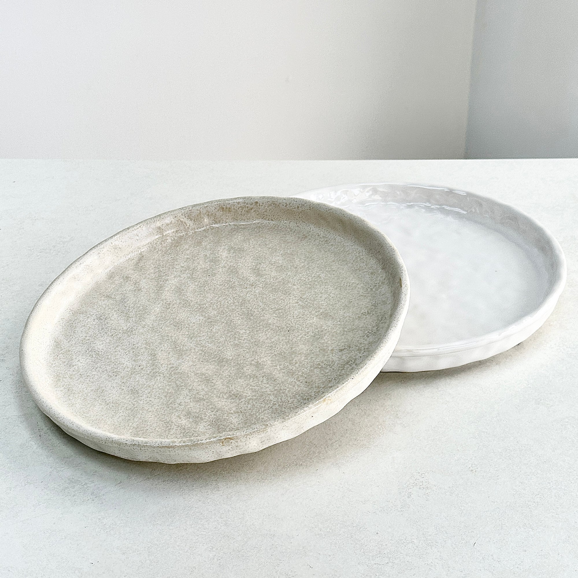 Textured Ceramic White Plate