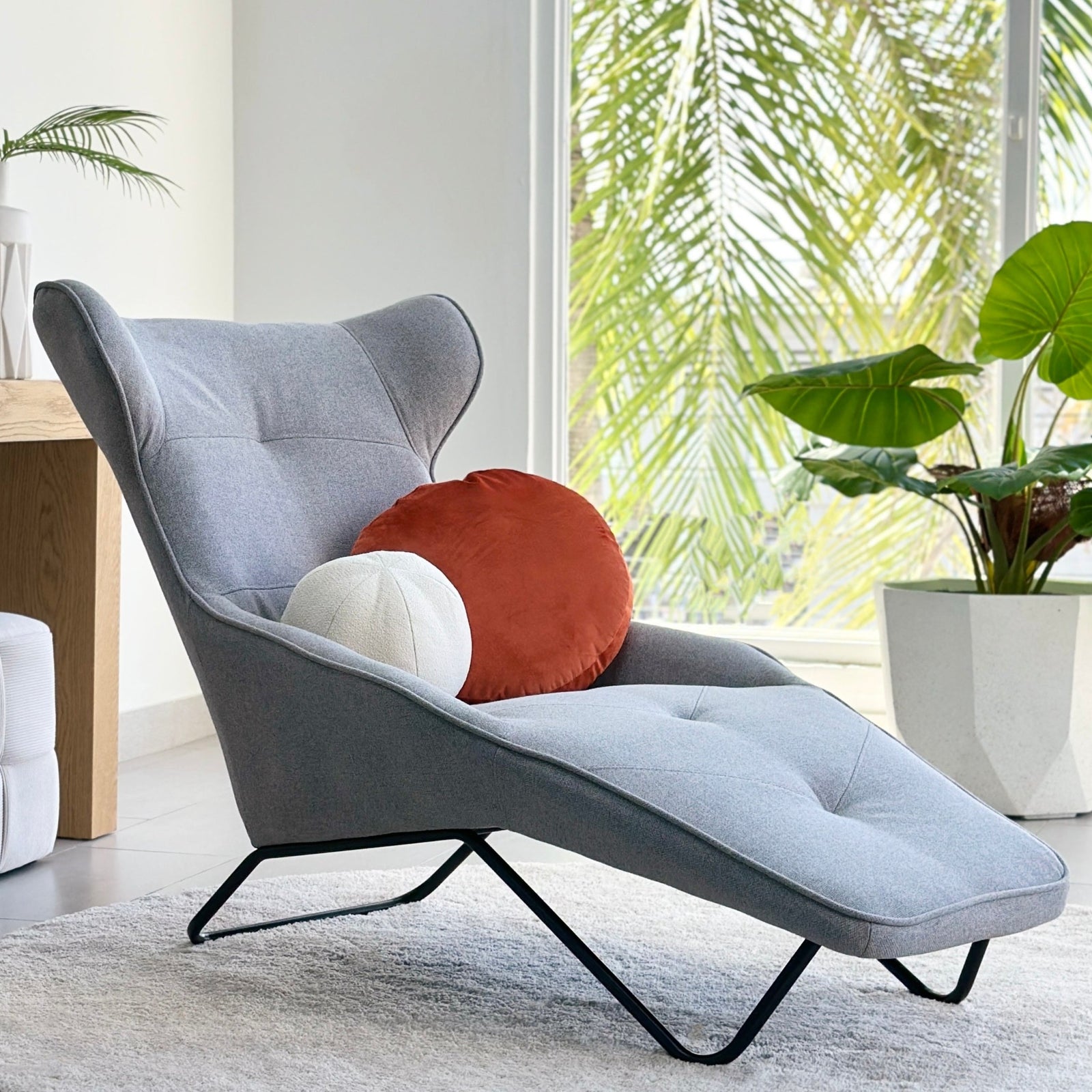 Contemporary Lounge Chair Gray Fabric