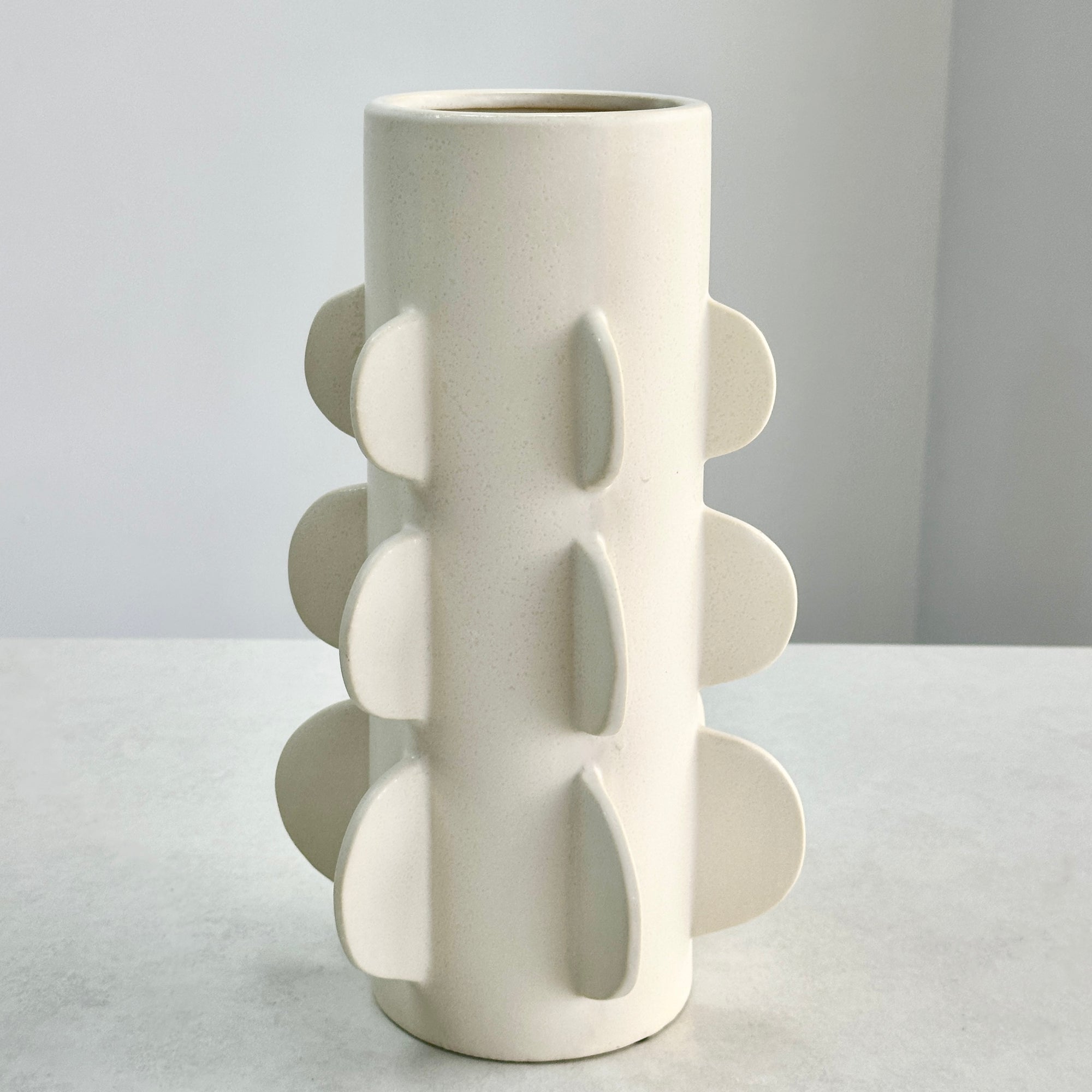 Scalloped Ceramic Matte White Vase