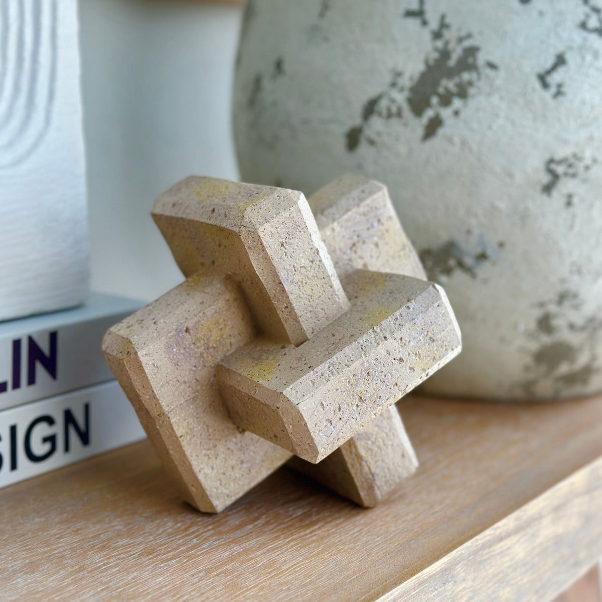 Stone Finish Cross Sculpture