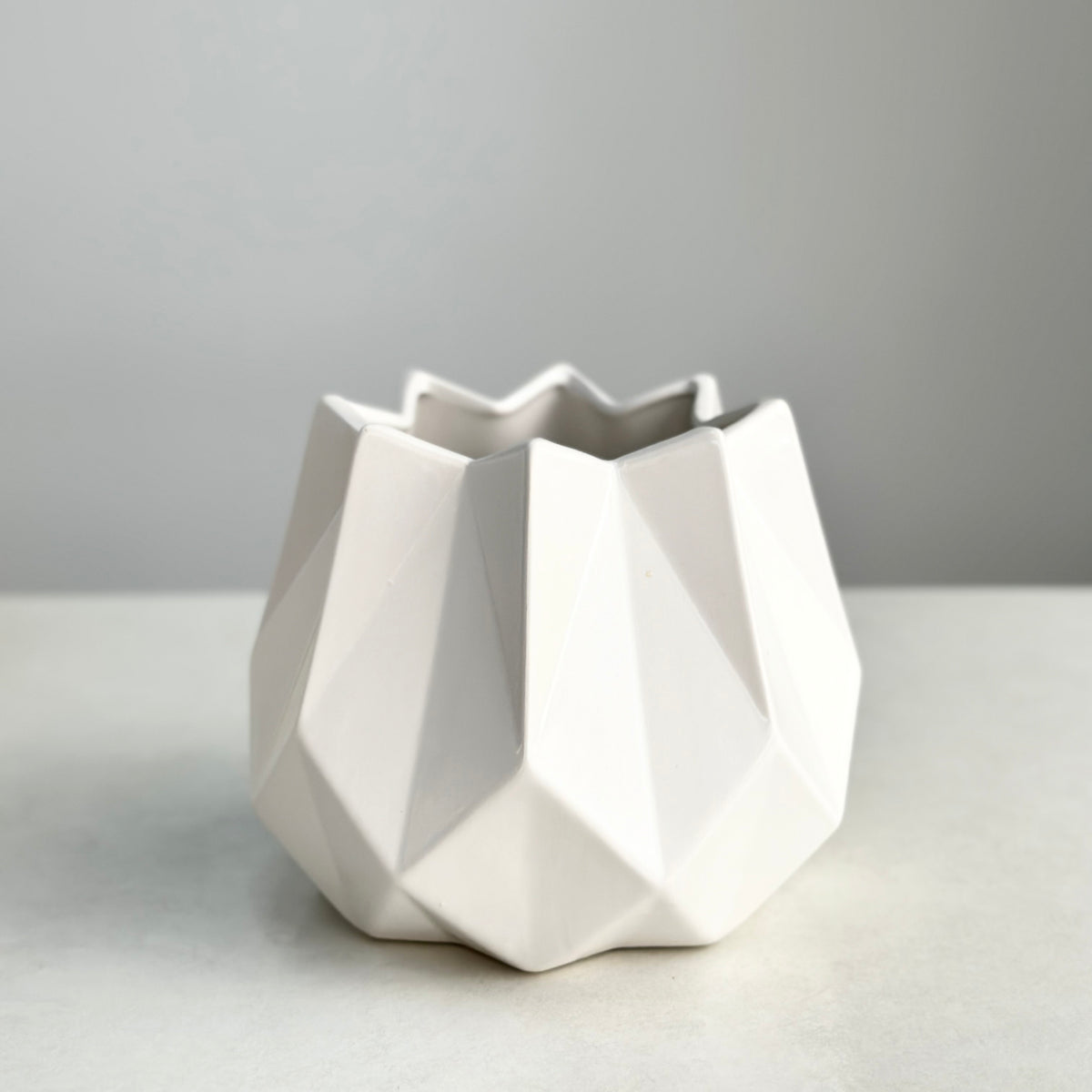 Ceramic White Geometric Shape Vase