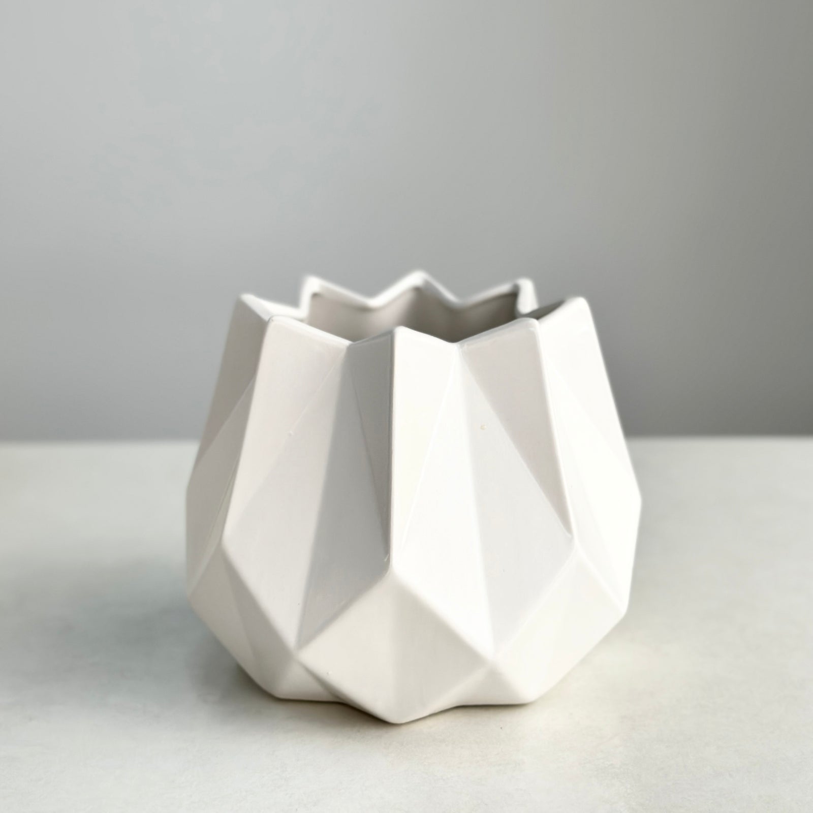 Ceramic White Geometric Shape Vase