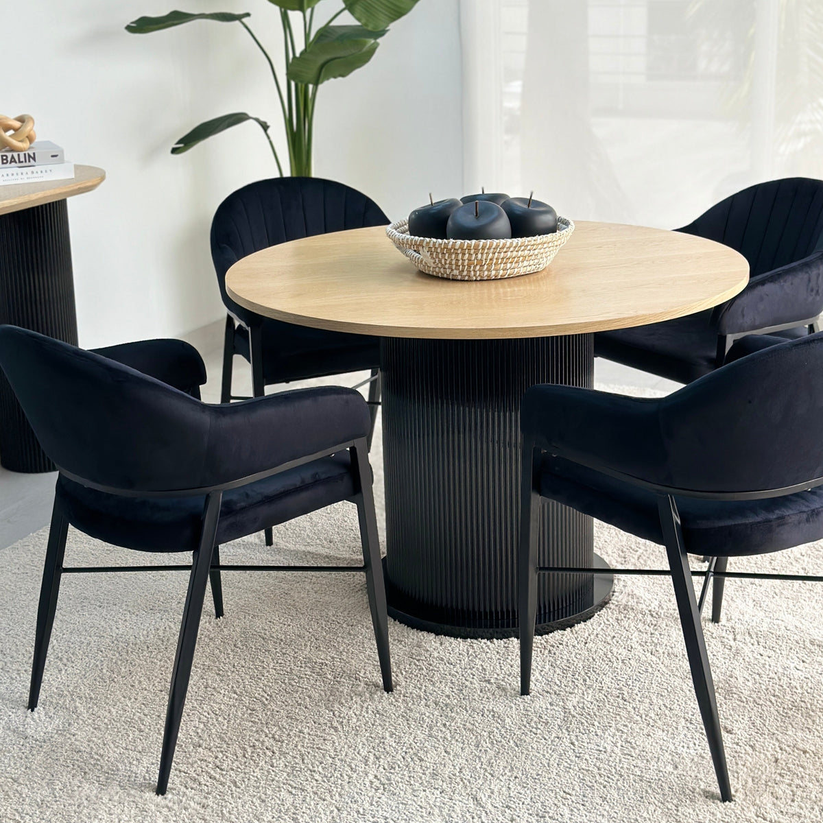 Modern Pedestal Dining Two Tone Table