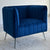 Dice Classic Blue Velvet Accent Chair