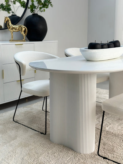 Modern Pedestal Oval Dining White Table Set