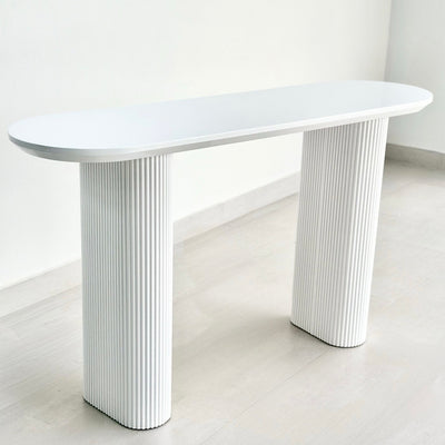 Modern Pedestal Oval Console White Table