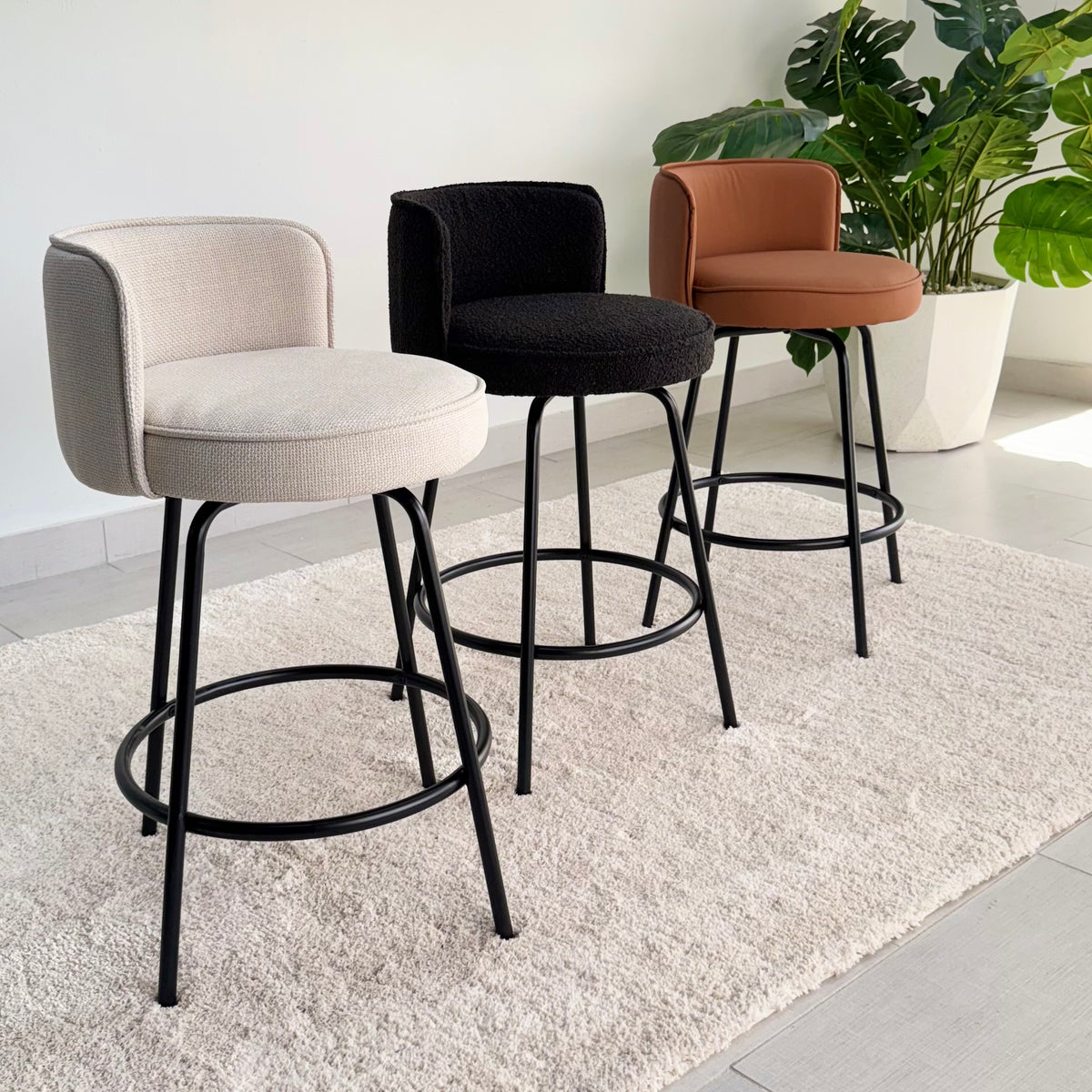 Cuddle Swivel Armless Counter Stools Black