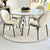 Tripod White Top and Boucle Upholstery Bone White Dining Table  Set
