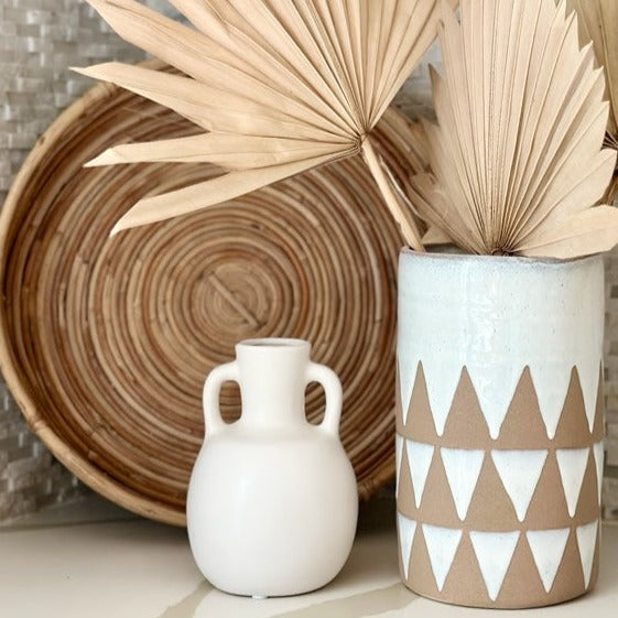 Small Round Triangle Ceramic Vase