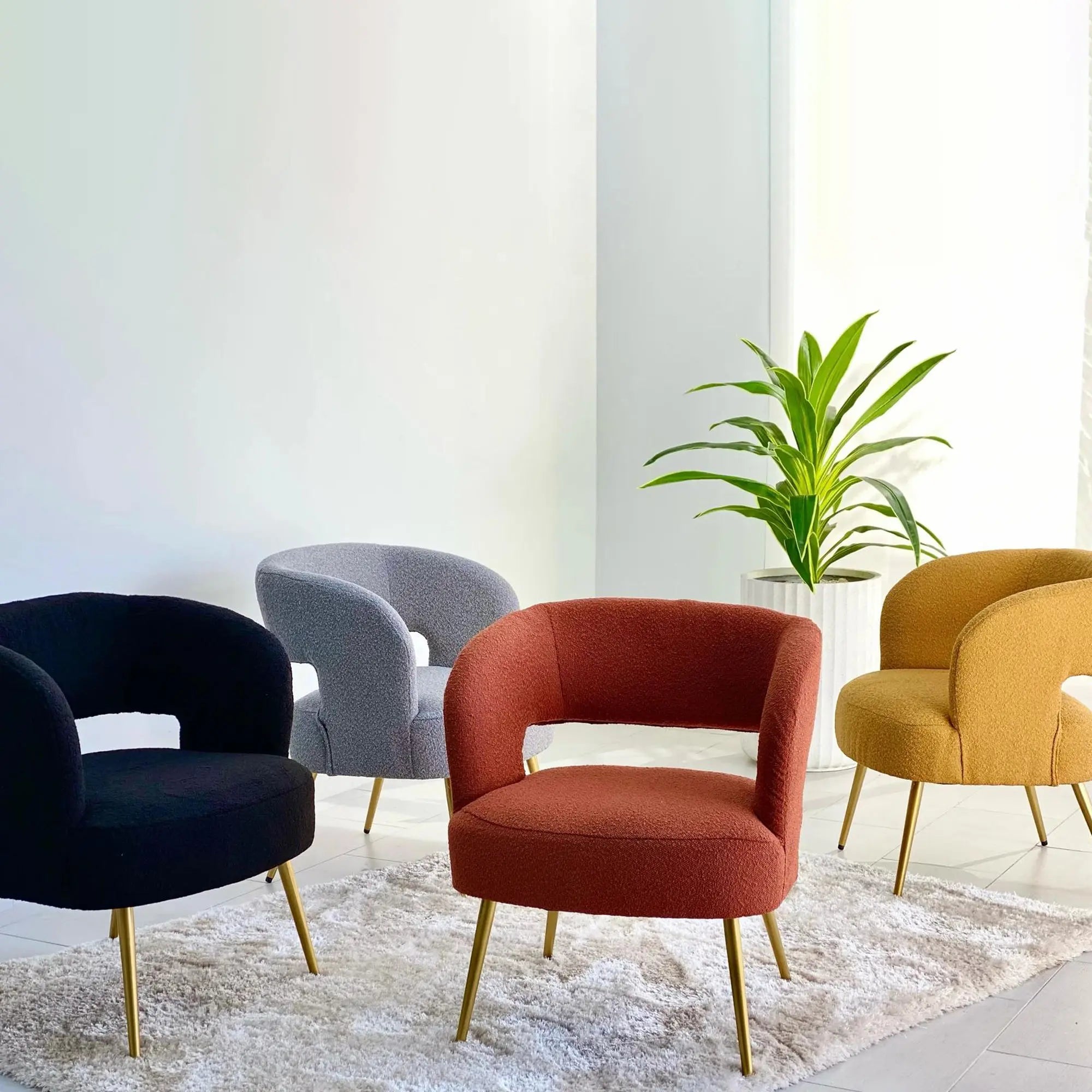 Mid-Century Ochre Terry Accent Chair