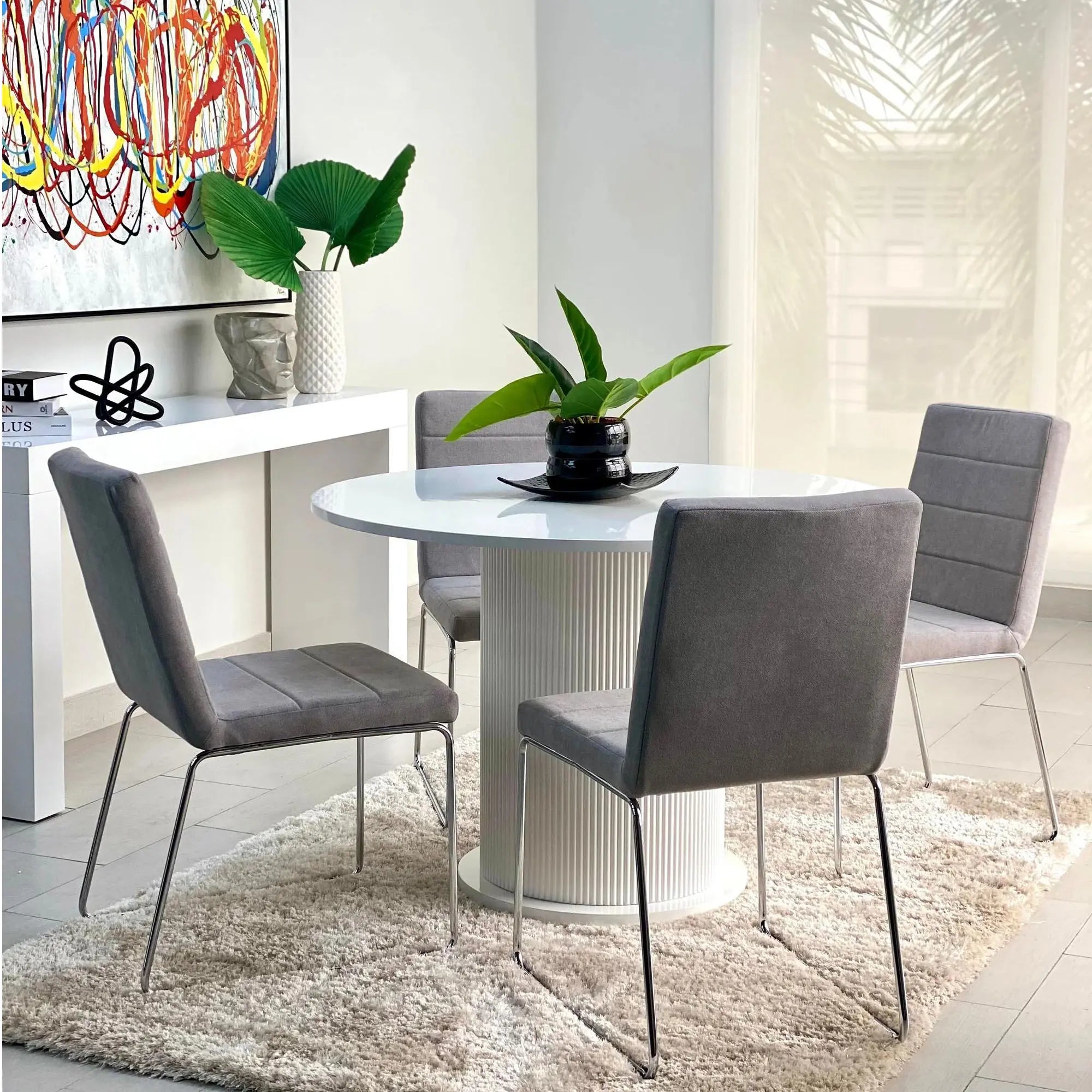 White modern best sale pedestal table