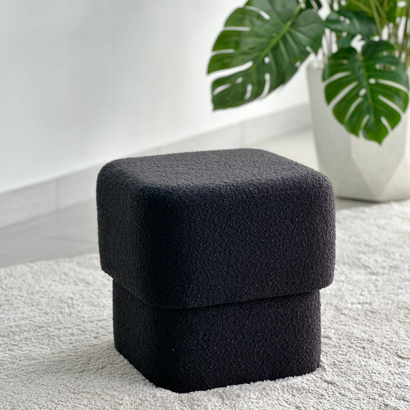 Square Level Black Ottoman