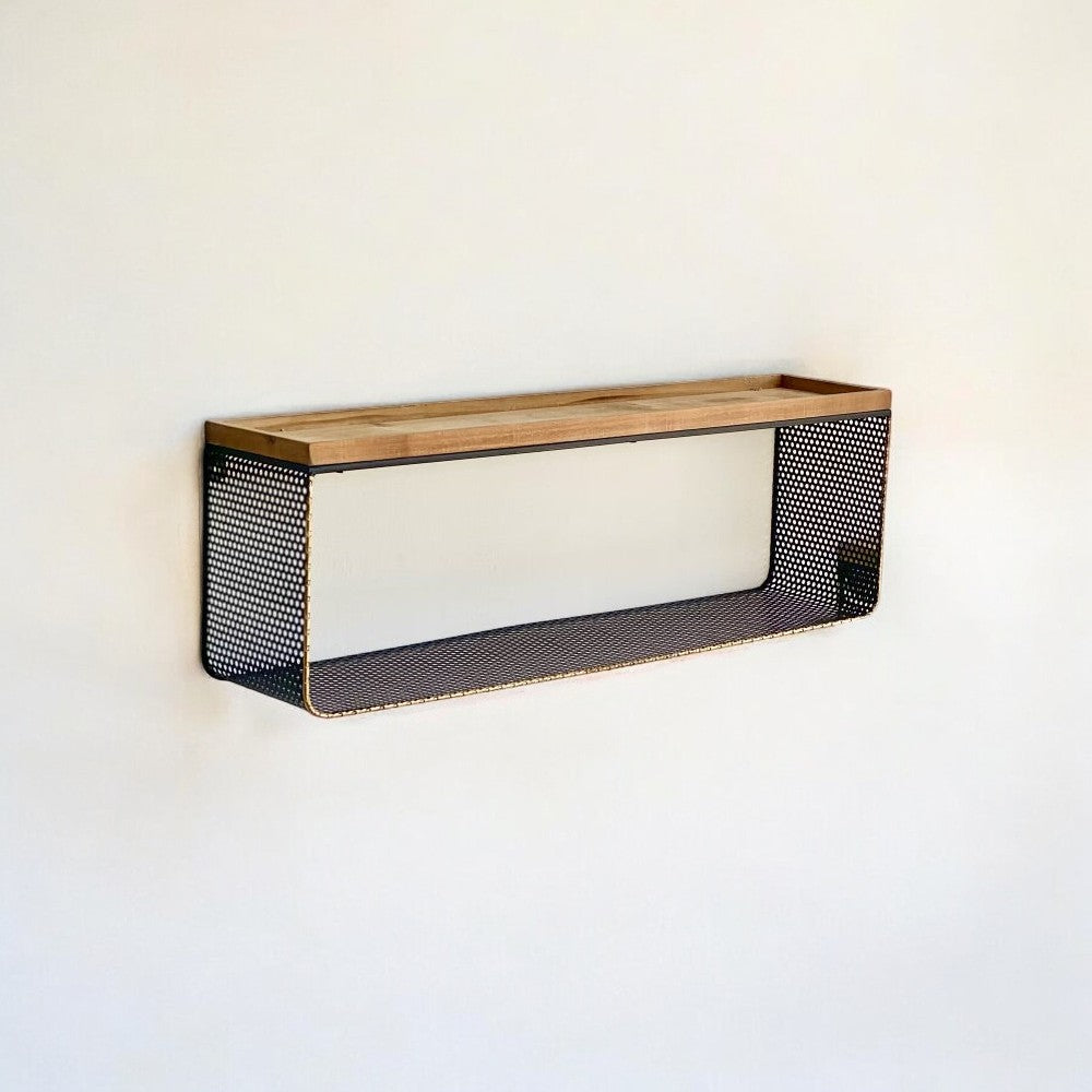 Perforate Metal Shelf Wooden Top