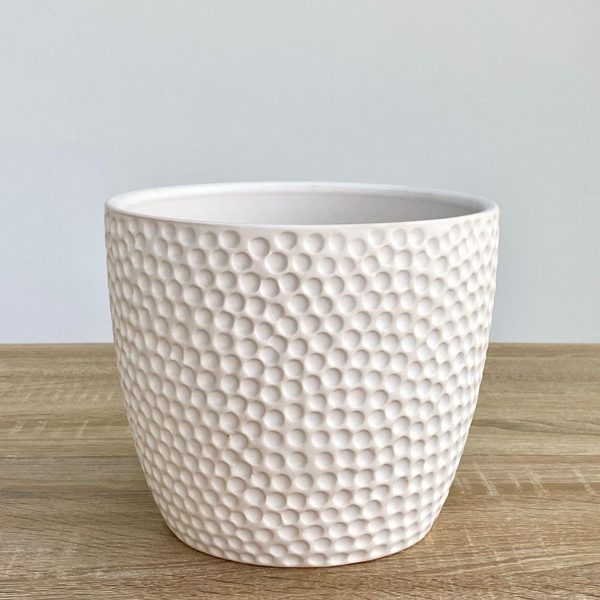 "Freckles" Large White Ceramic Round Pot