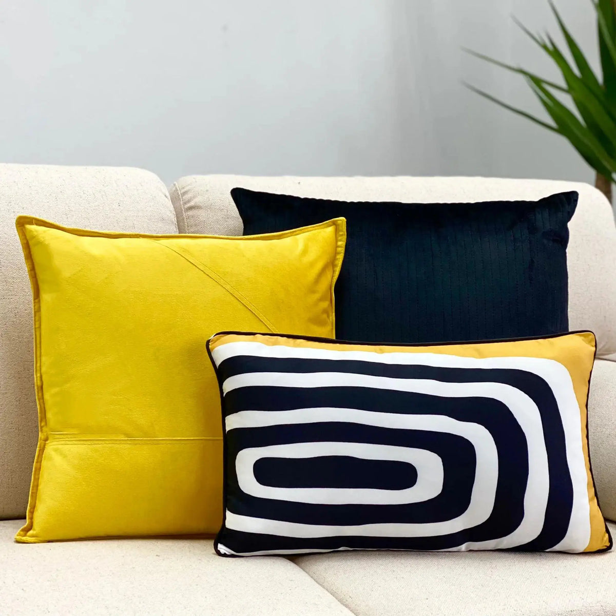 Zebra Yellow Roll Abstract Printed Pillow