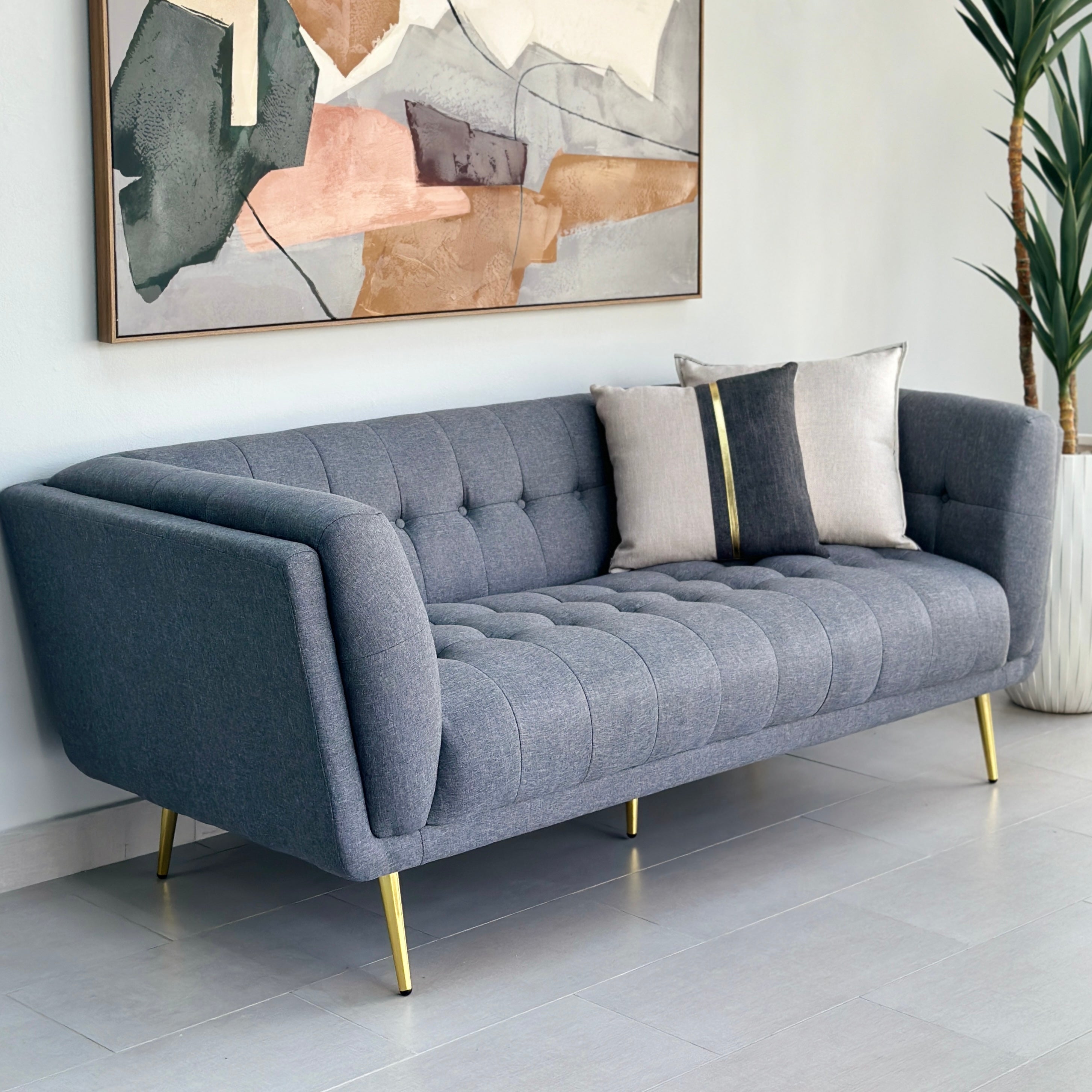 Classic Gray Sofa Golden Legs Decora Home