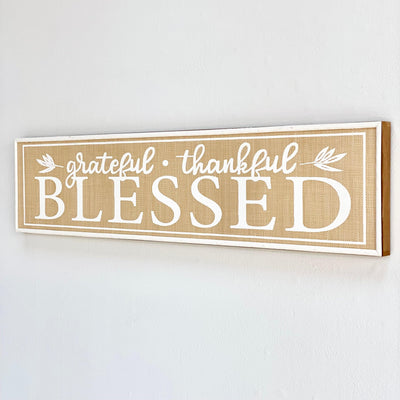 "Grateful, Thankful, Blessed" Wooden Wall Art