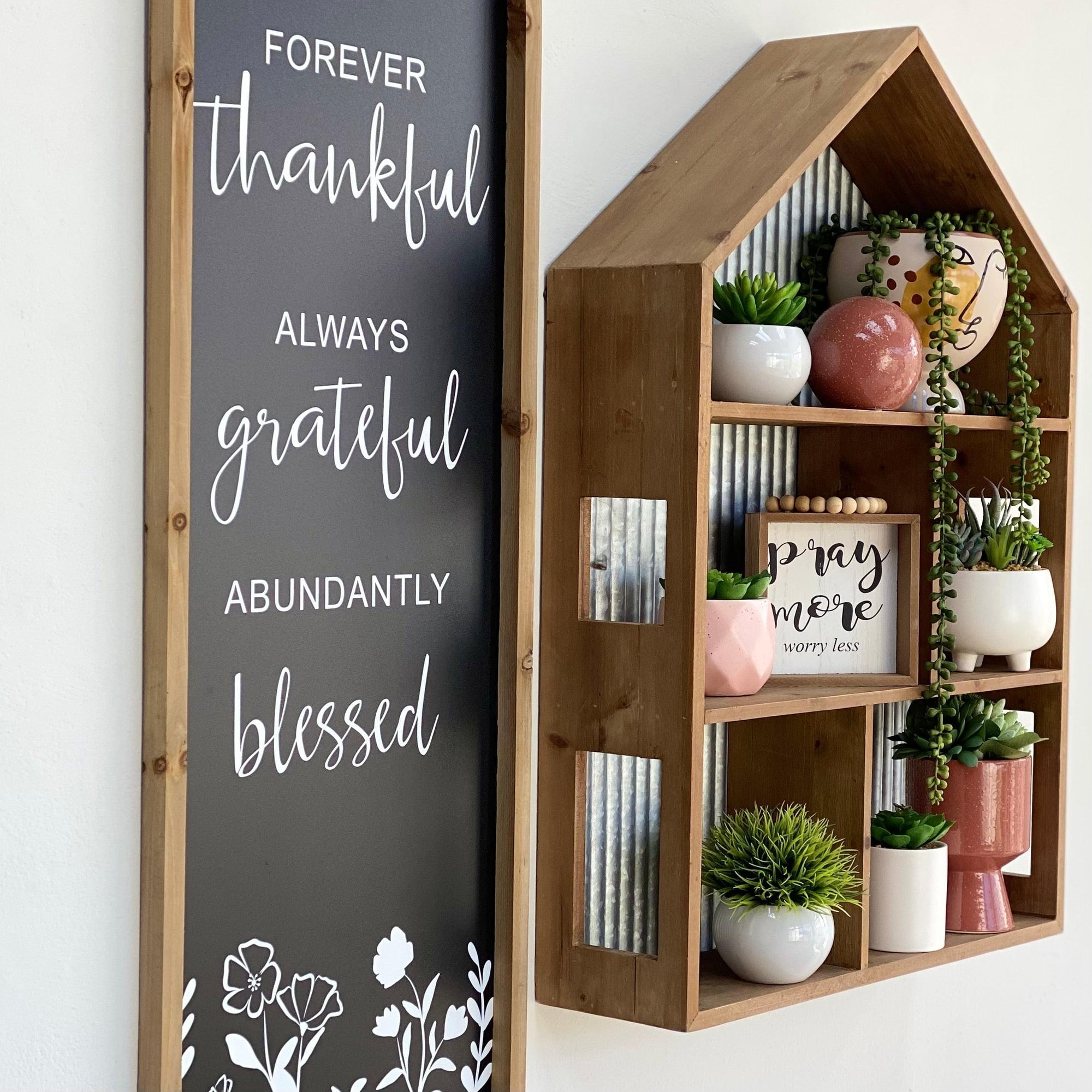 "Forever Thankful" Wood Rectangle Wall Art