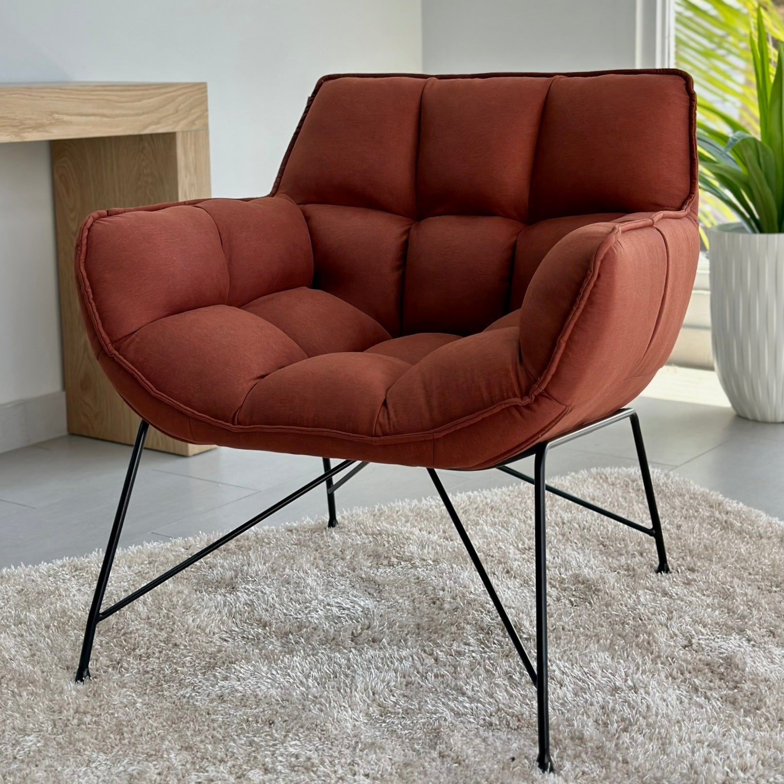 Tufted  Terracotta Accent Chair