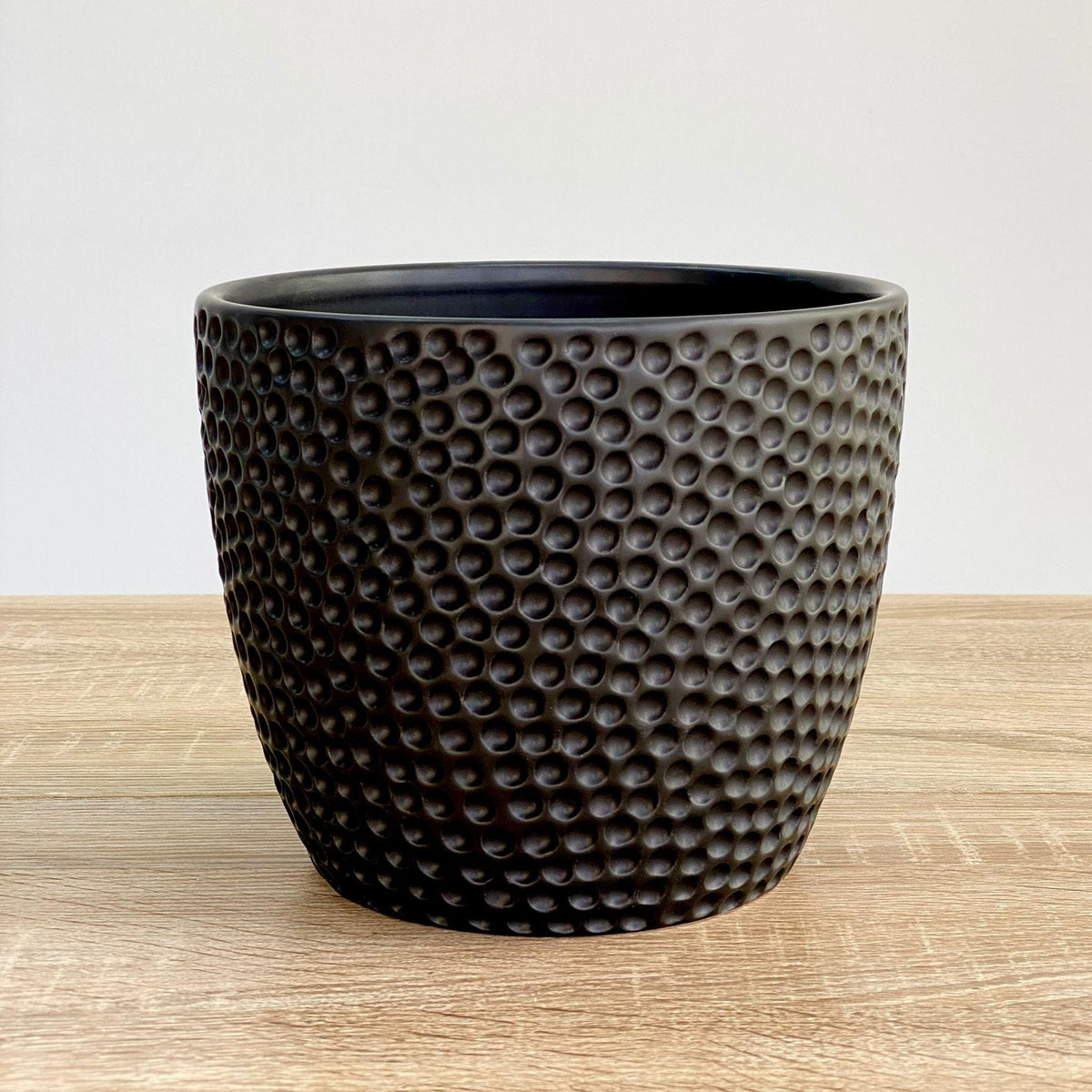 "Freckles" Large Black Ceramic Round Pot