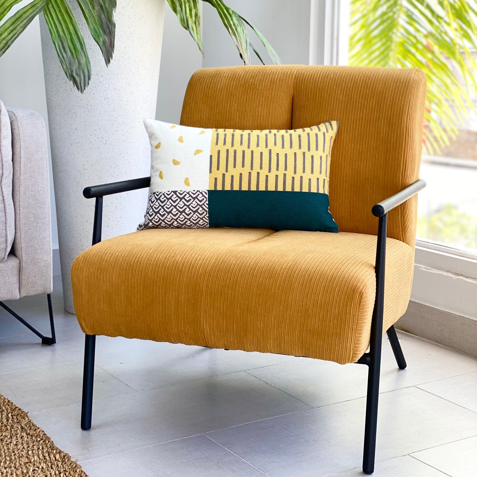 Moderna Lounge Chair Ochre Corduroy Fabric