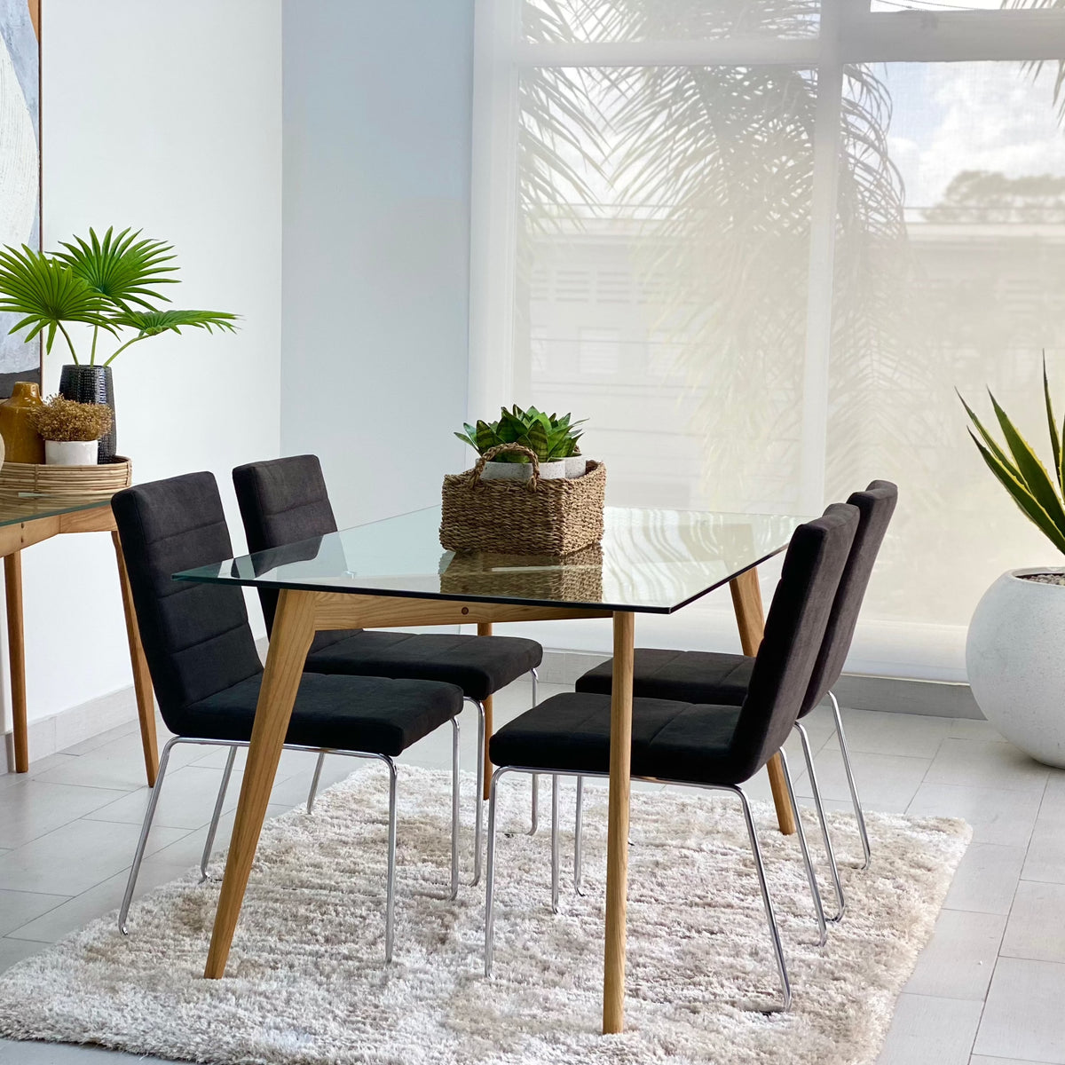 Rectangle Ash Wood Dining Table Legs Set
