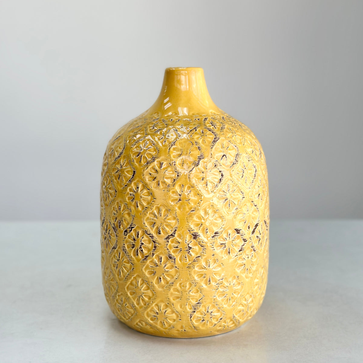 Ceramic Mustard Narrow Mouth Vase