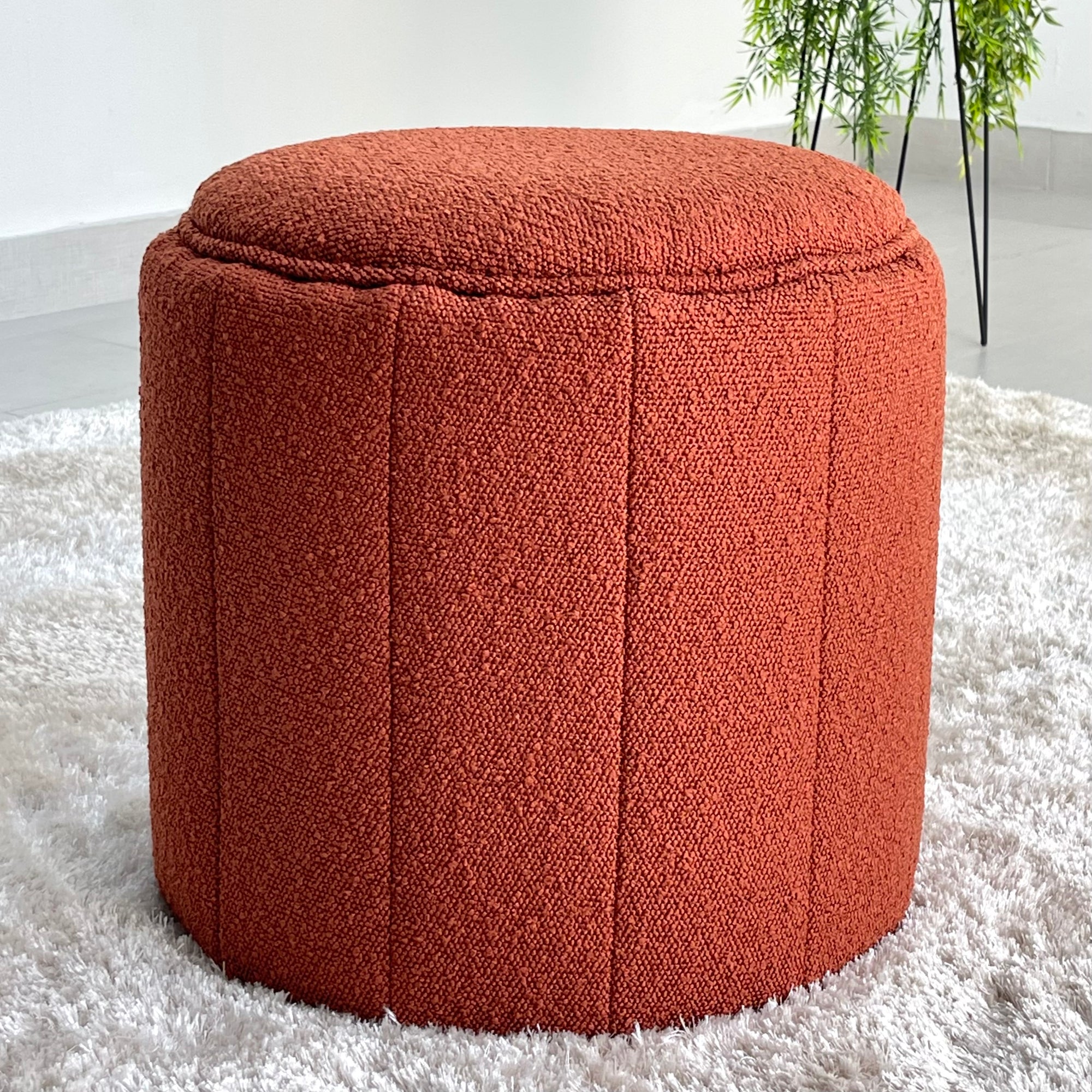 Pumpkin Orange Rust Ottoman Terry Fabric - Decora Home