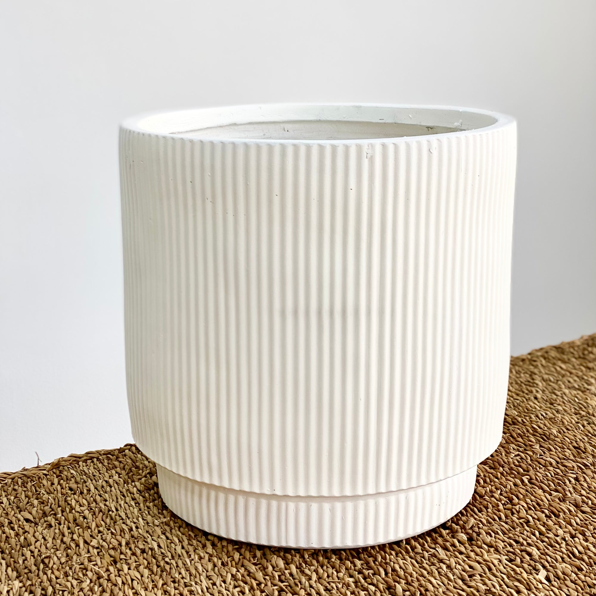 Linear Fluted Fiber Clay Planter