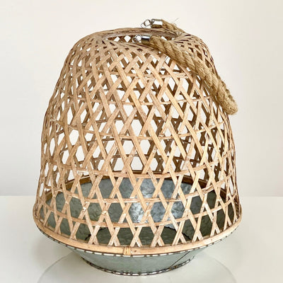Bamboo Lantern Galvanized Metal Tapered Bottom