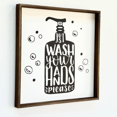 "Wash Your Hands Please" Wooden Wall Art