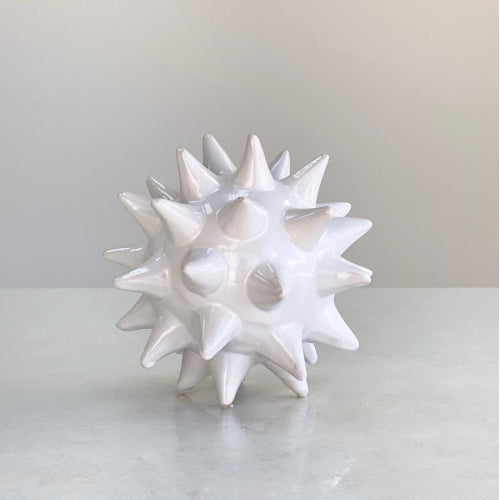 Large Ceramic White Round Urchin
